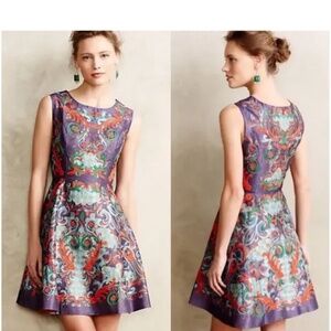 Anthropologie embroidered dress. Purple blue red